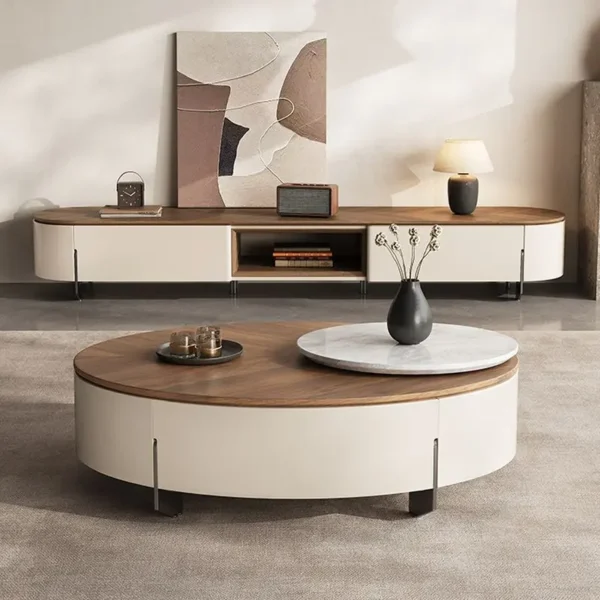 طقم طاولة قهوة مع تلفاز لغرفة المعيشة