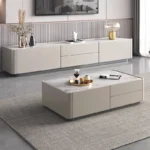 طقم طاولة قهوة مع تلفاز من طراز بسيط