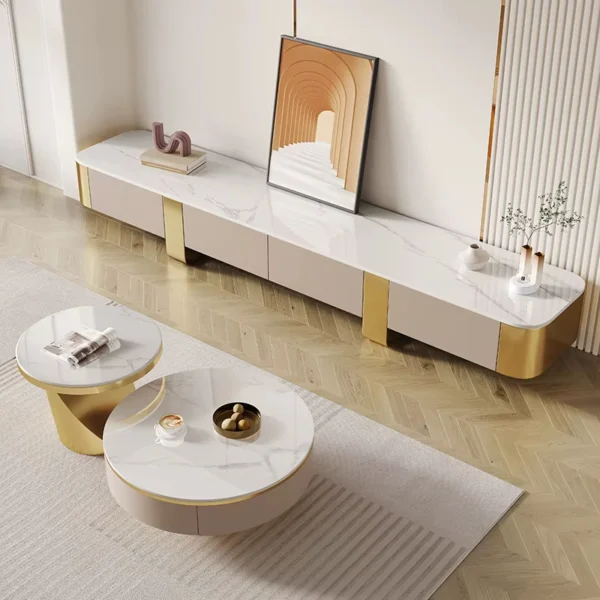 طقم طاولة قهوة مع تلفاز فاخر