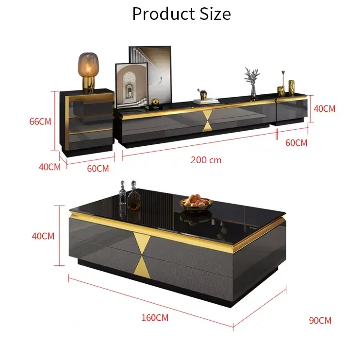 طقم طاولة قهوة مع تلفاز بتصميم انيق