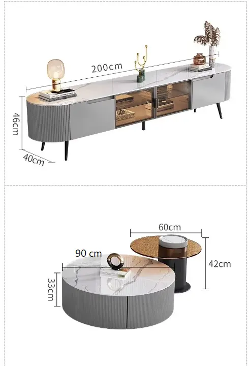 طقم طاولات تلفاز مع قهوة بتصميم عصري