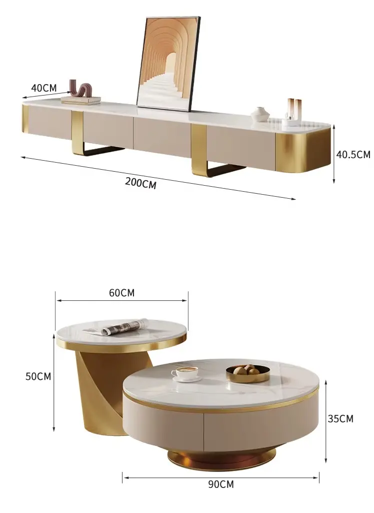 طقم طاولة قهوة مع تلفاز فاخر 