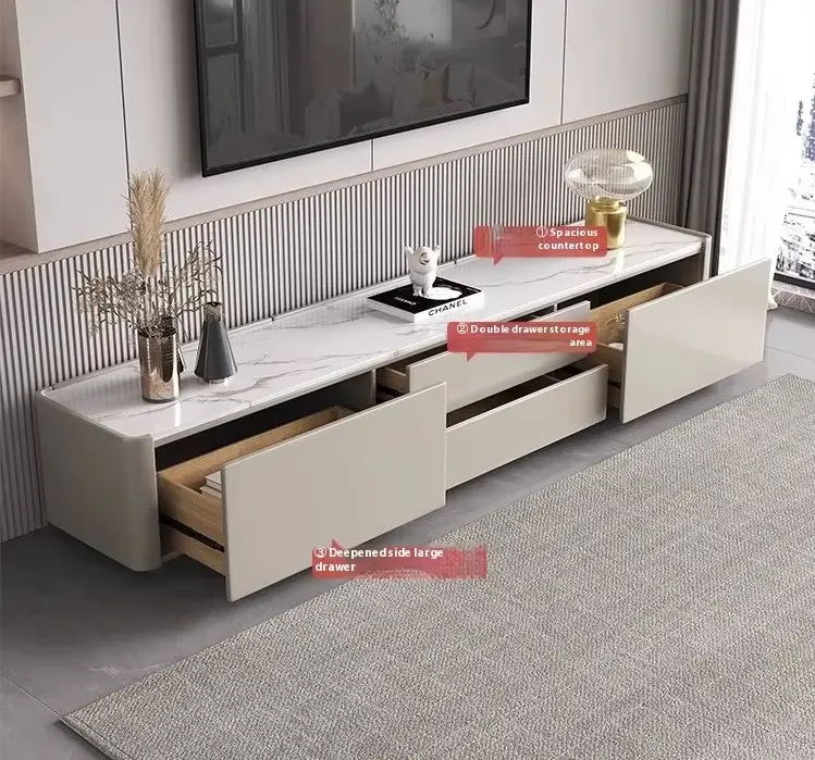 طقم طاولة قهوة مع تلفاز من طراز بسيط 