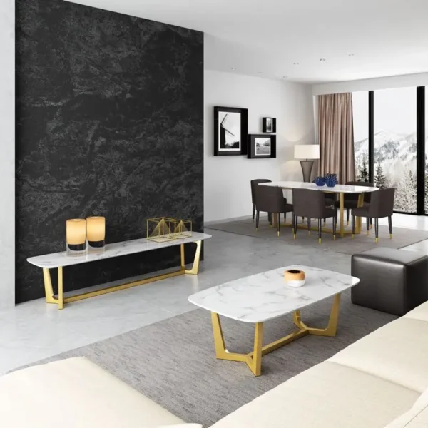 طقم طاولة قهوة مع تلفاز من رخام