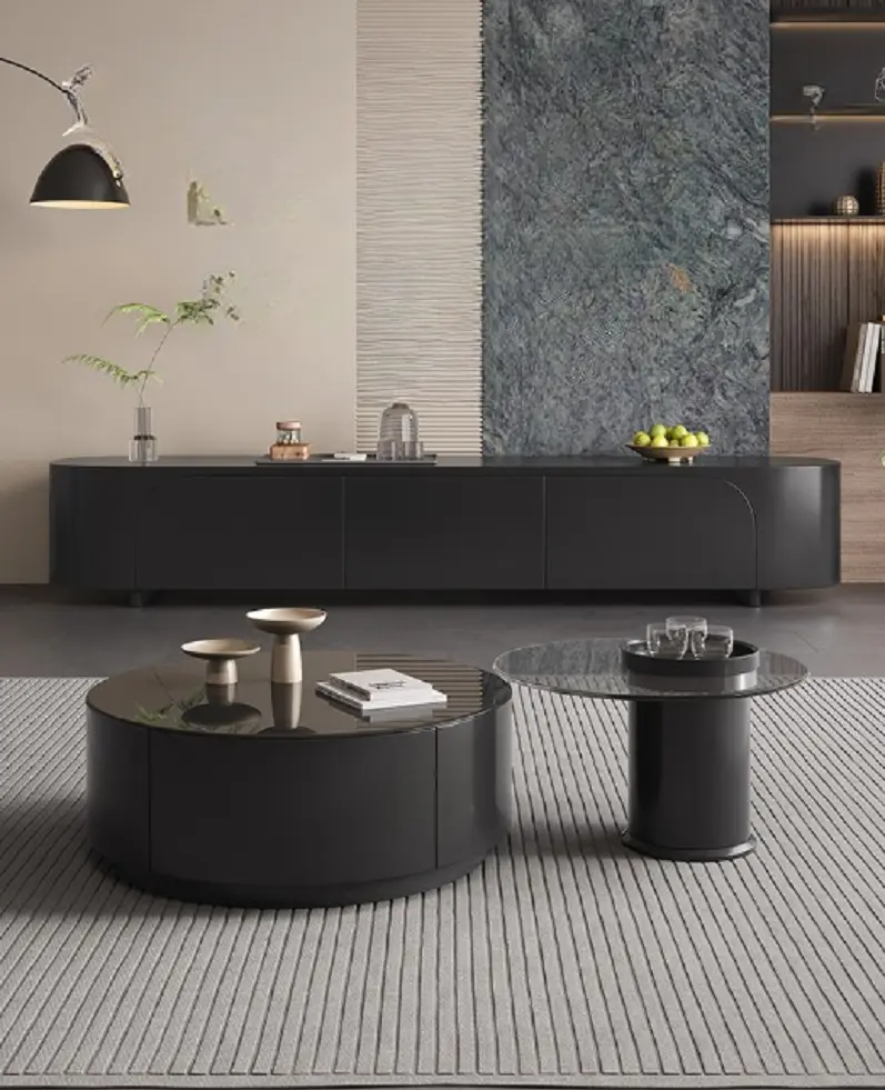 Table set (8) طقم طاولة قهوة مع تلفاز بطراز ايطالي