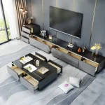 ⁦طقم طاولة قهوة مع تلفاز بتصميم انيق⁩ - الصورة ⁦2⁩