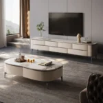 طقم طاولة قهوة مع تلفاز بتصميم ايطالي