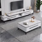 طقم طاولة قهوة مع تلفاز بتصميم مودرن