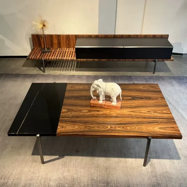 طقم طاولات قهوة مع تلفاز مع مساحة تخزين