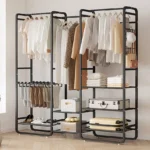 علاقة ملابس مزدوجة متعددة الارفف و الخزانات