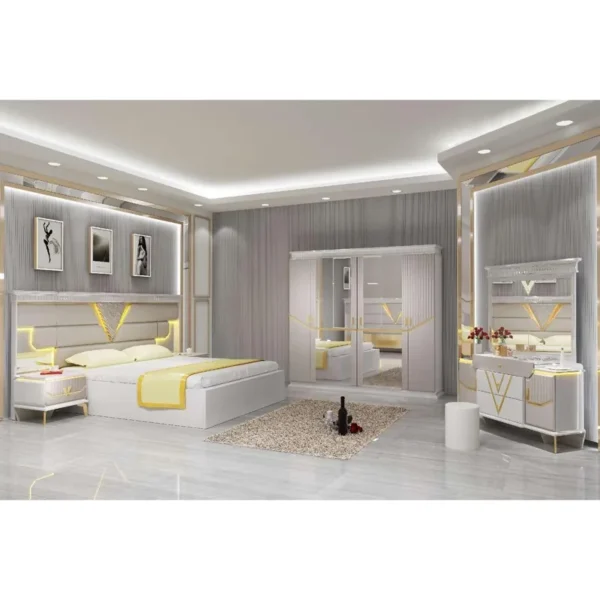 غرفة نوم كاملة بلمسات مضيئة و فنية