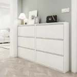 خزانة أحذية خشب بتصميم عملي لتنظيم المدخل وغرفة المعيشة